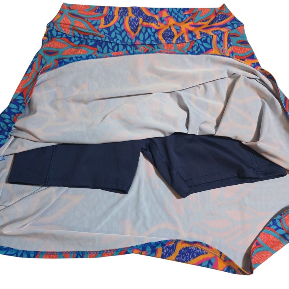 Dona Jo Athletic Skort Womens L Colorful Tropical ArtsyTennis Pickleball Skirt - Picture 7 of 13